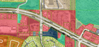 Example of land use colors overlaid on an aerial photo.